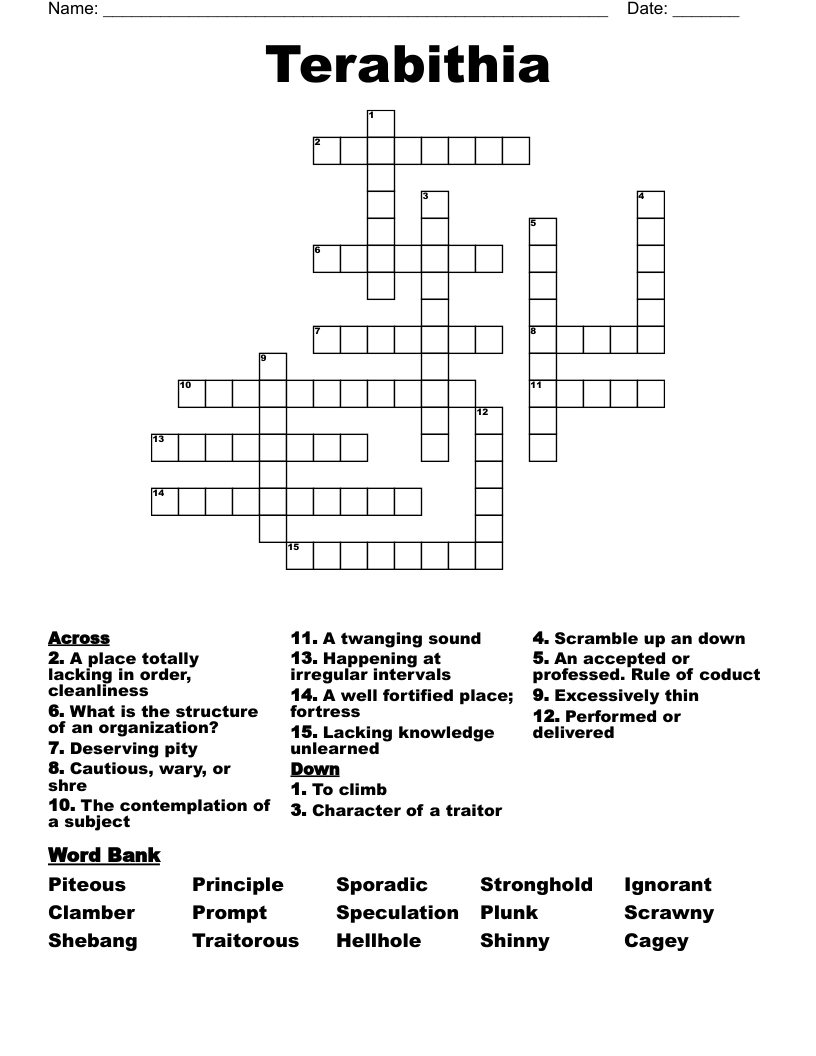Terabithia Crossword