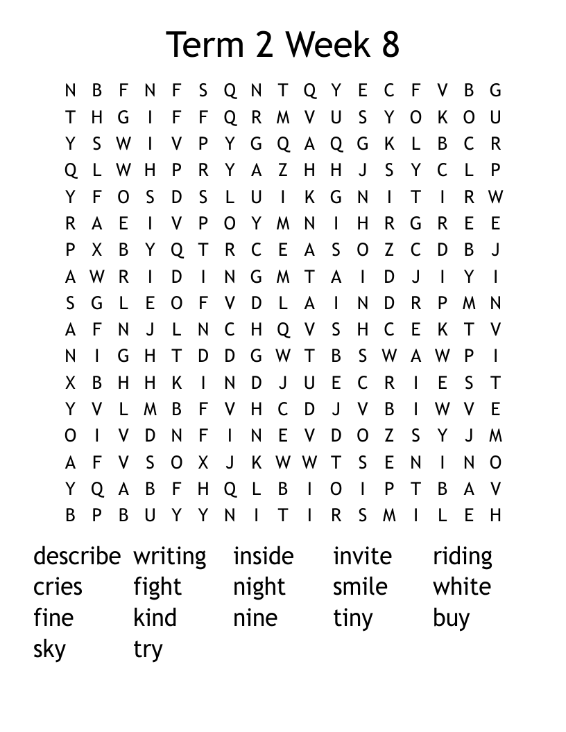 Term 2 Week 8 Word Search
