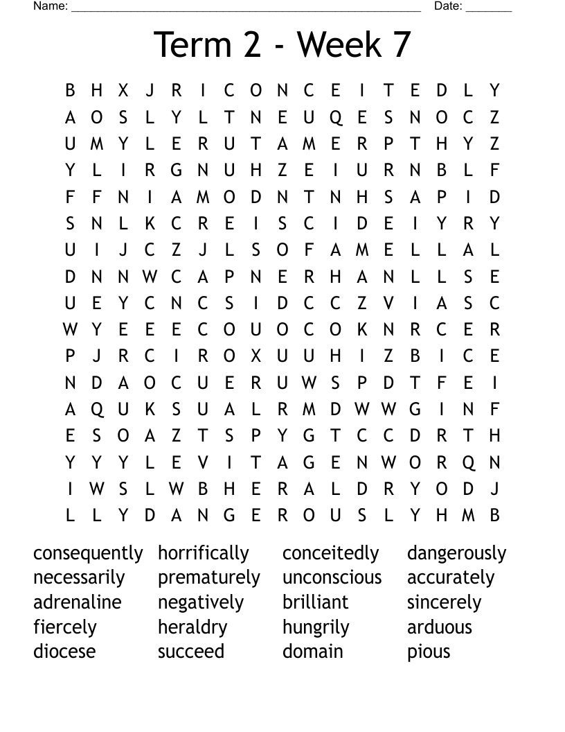 Term 2 - Week 7 Word Search