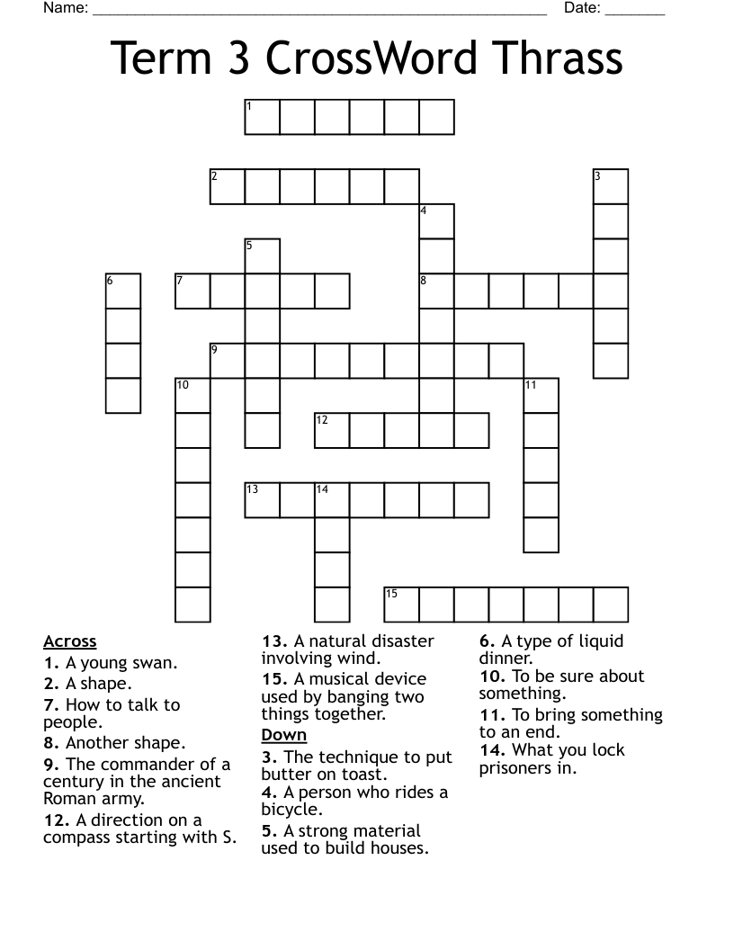 Term 3 CrossWord Thrass
