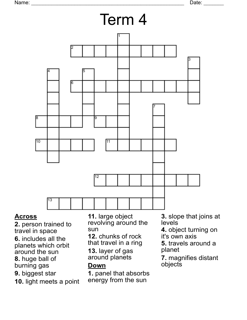 Term 4 Crossword
