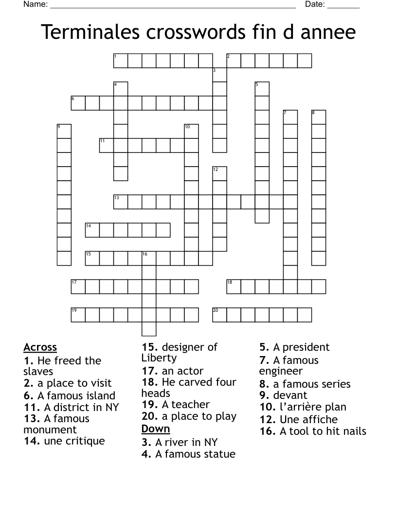 Terminales crosswords fin d annee