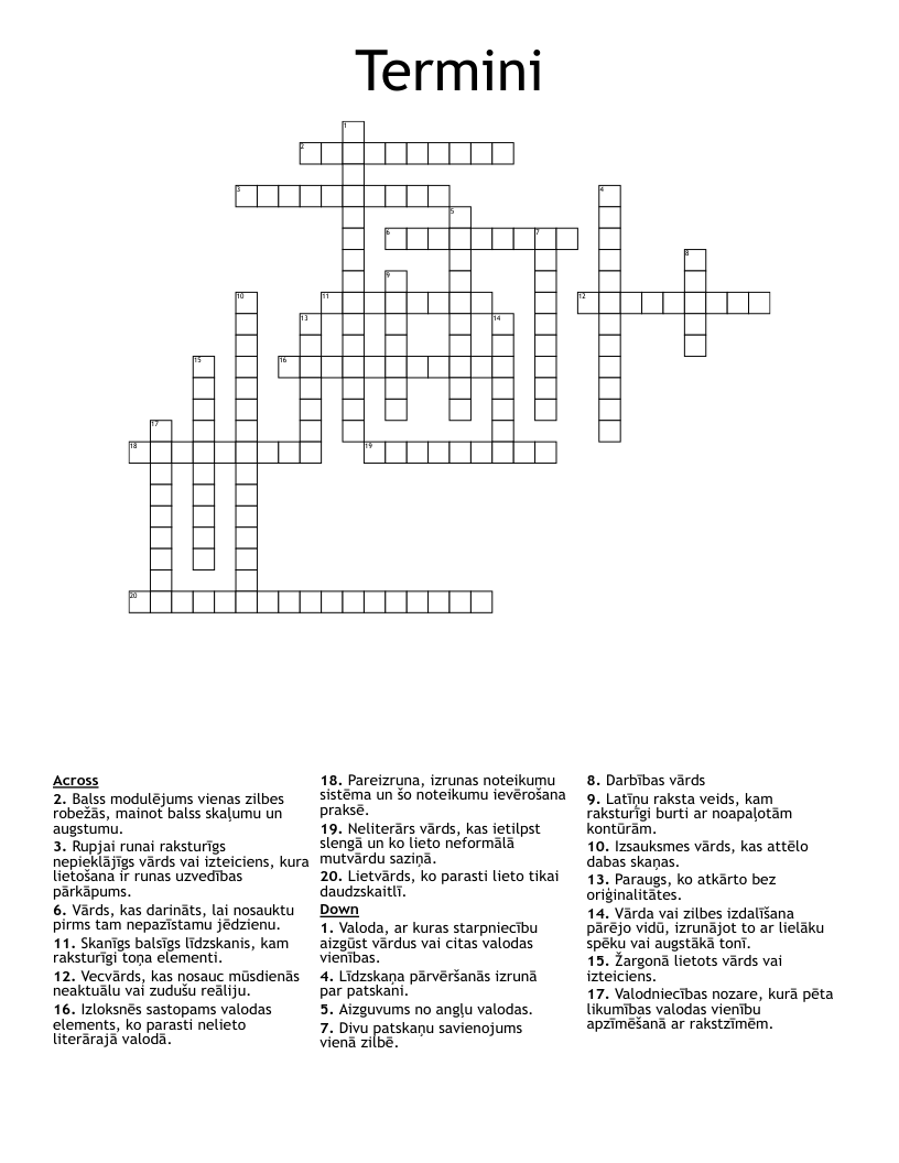 Termini Crossword