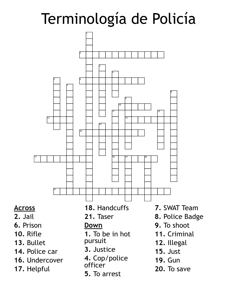 Terminología de Policía Crossword
