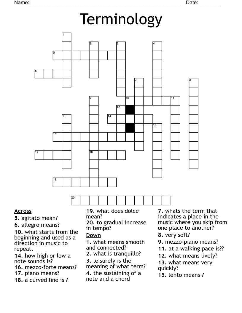 Terminology Crossword