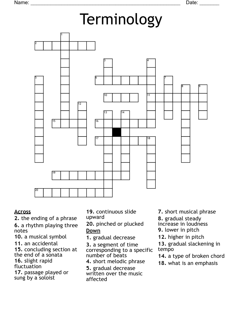 Terminology Crossword