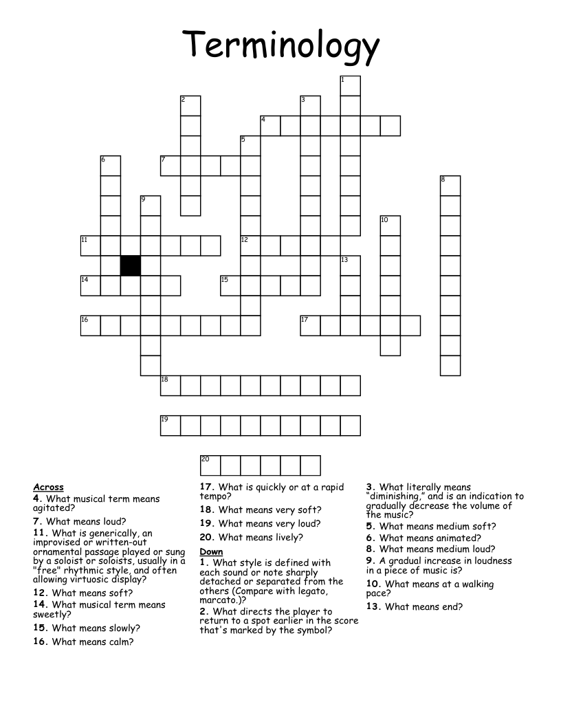 Terminology Crossword