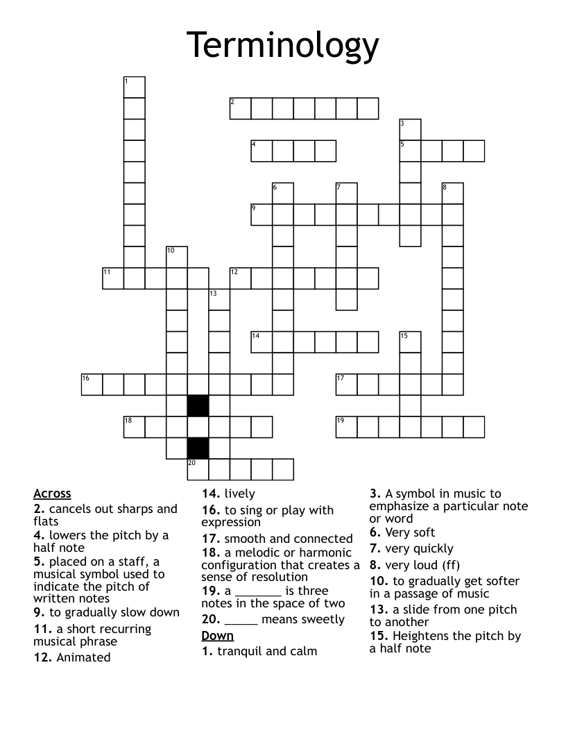 Terminology Crossword