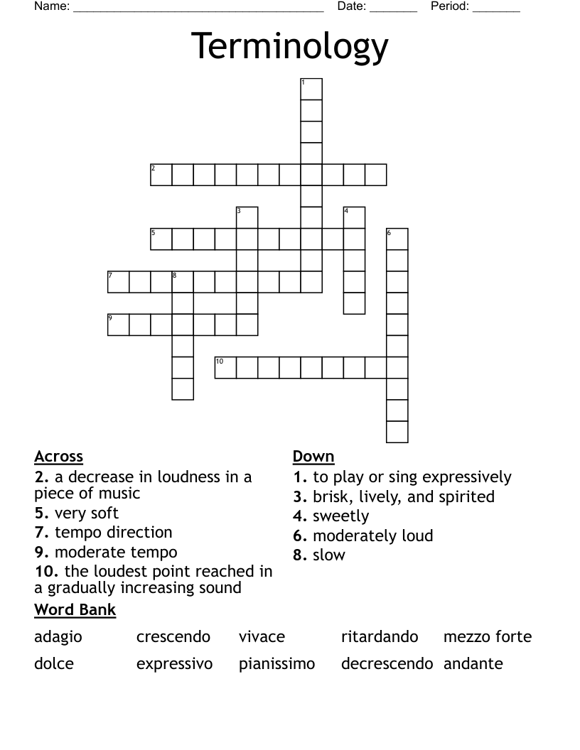 Terminology Crossword