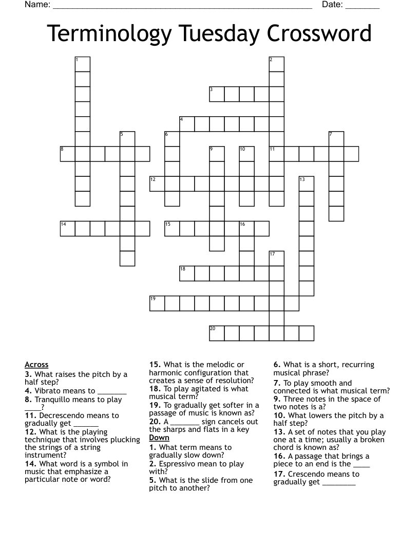 Terminology Tuesday Crossword 