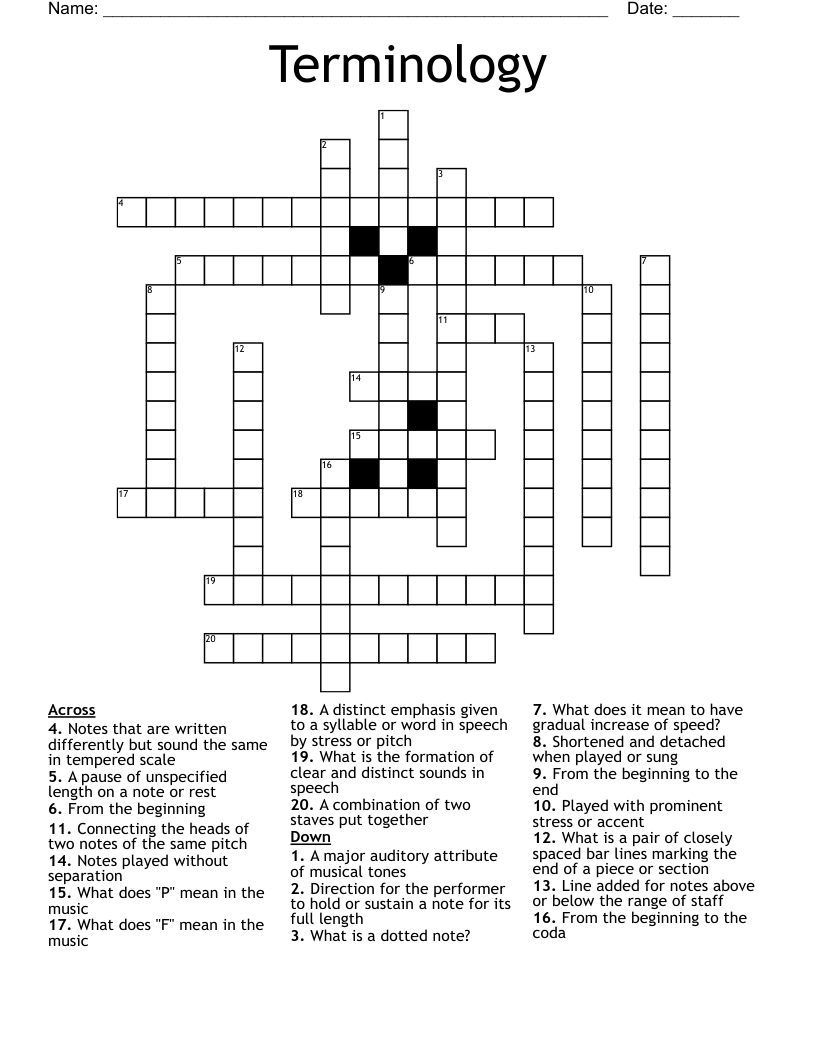 Terminology  Crossword