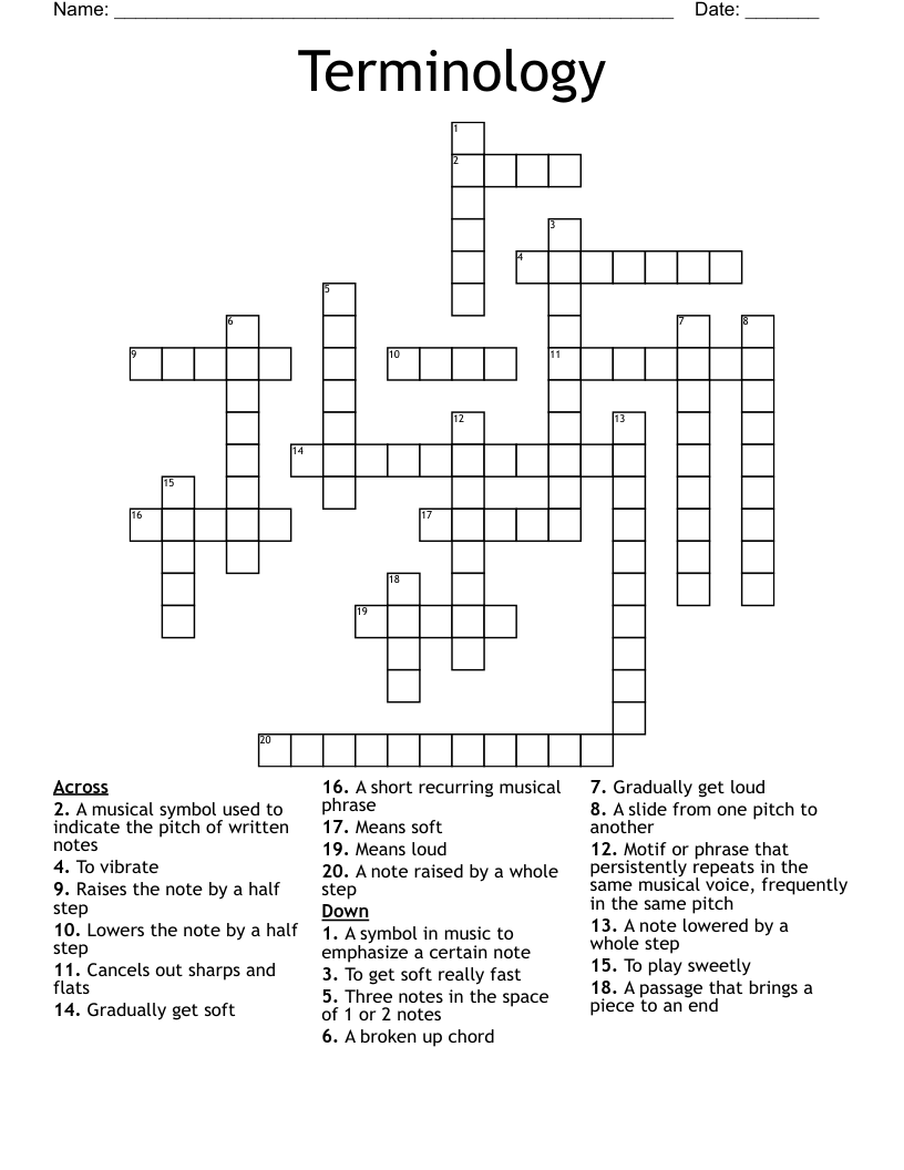 Terminology  Crossword