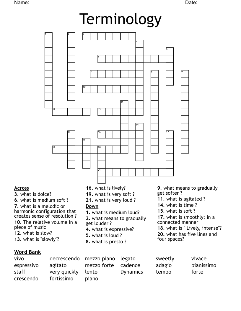 Terminology  Crossword