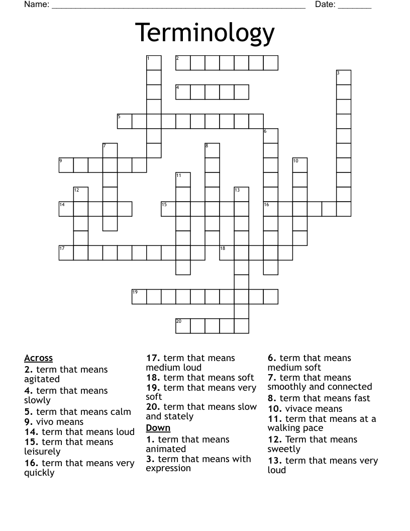 Terminology  Crossword