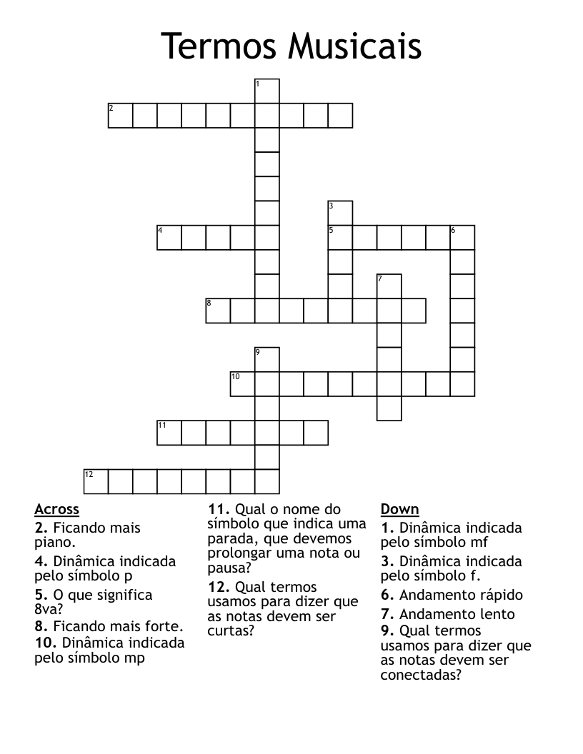 Termos Musicais Crossword