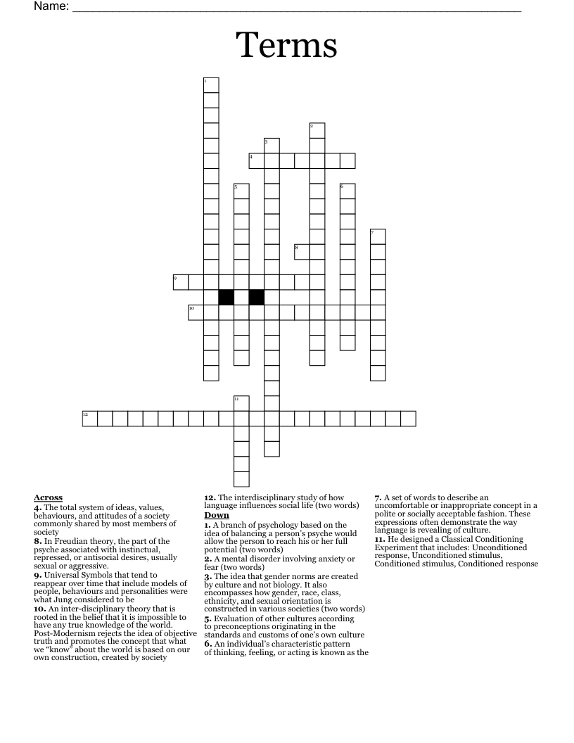 Terms Crossword