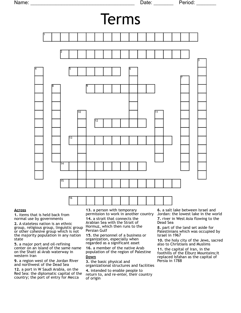 Terms Crossword