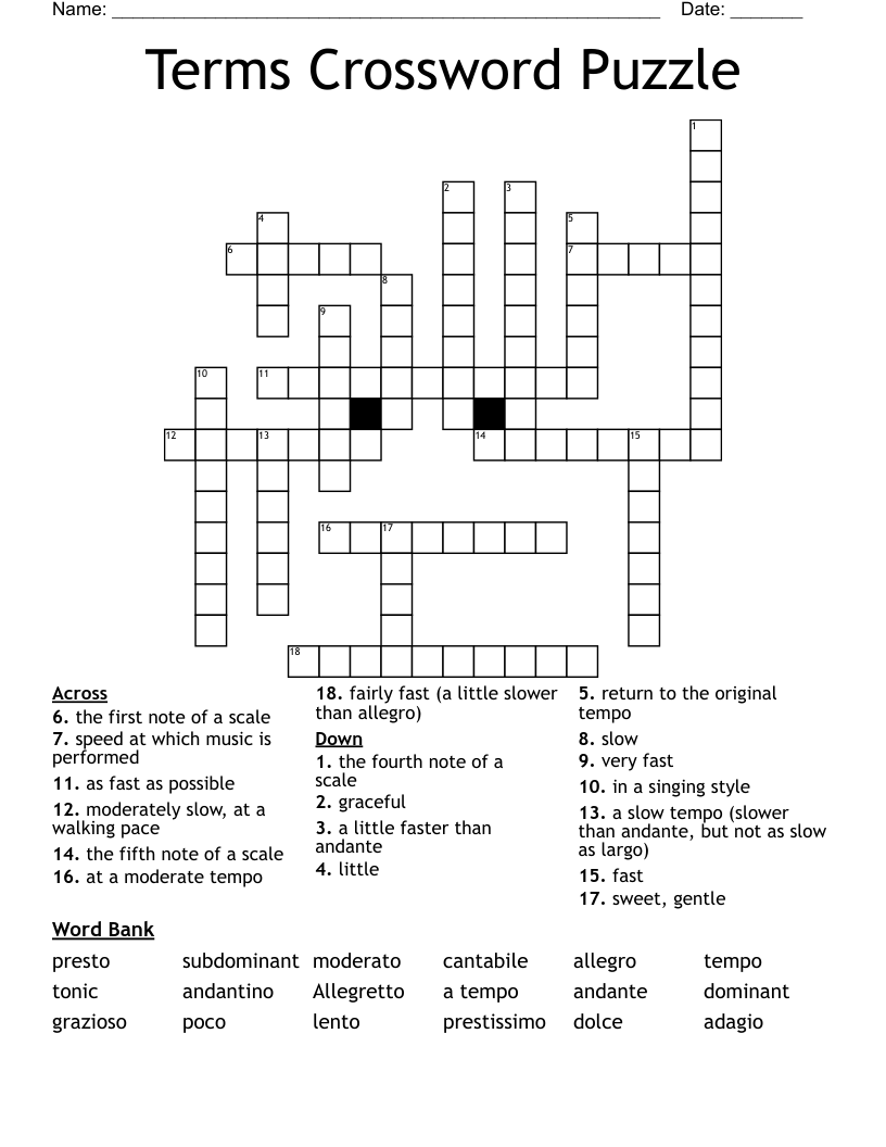 Terms Crossword Puzzle