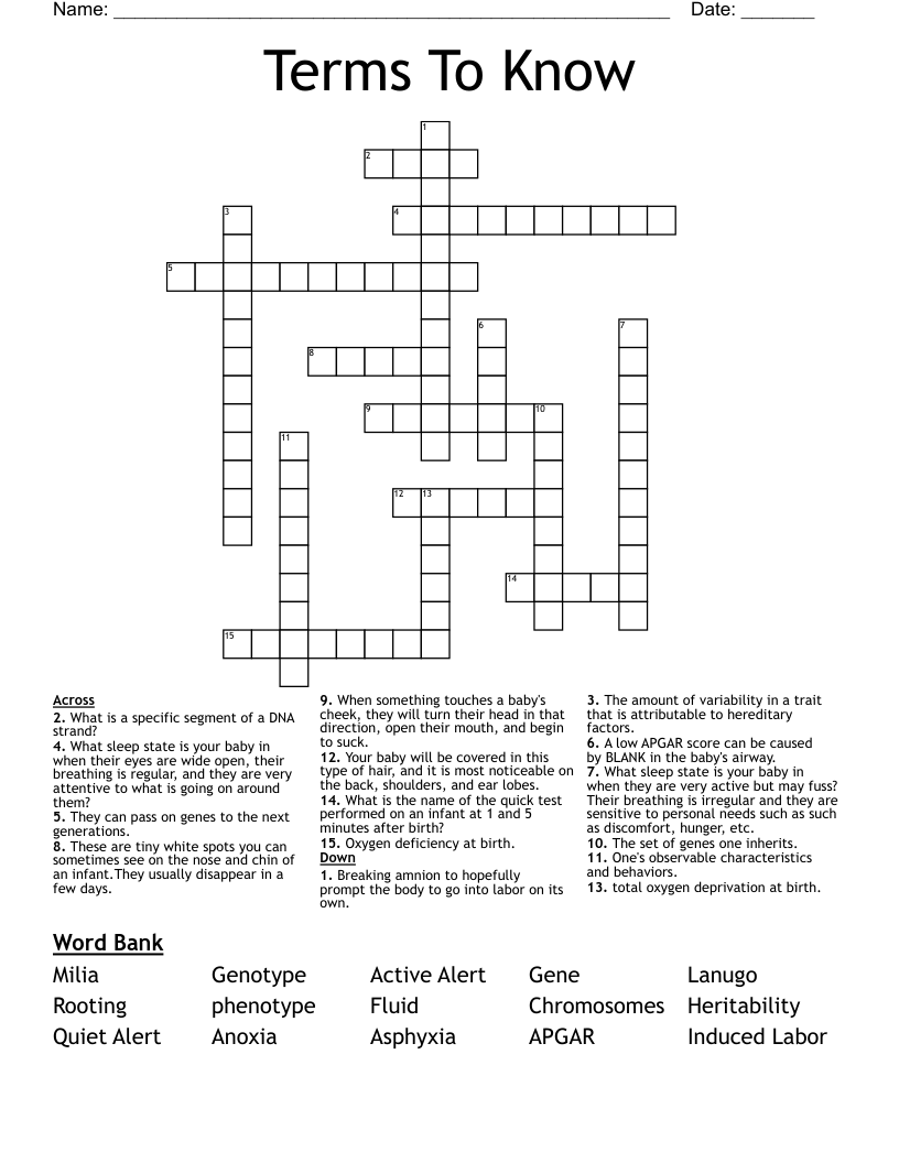 Terms To Know Crossword