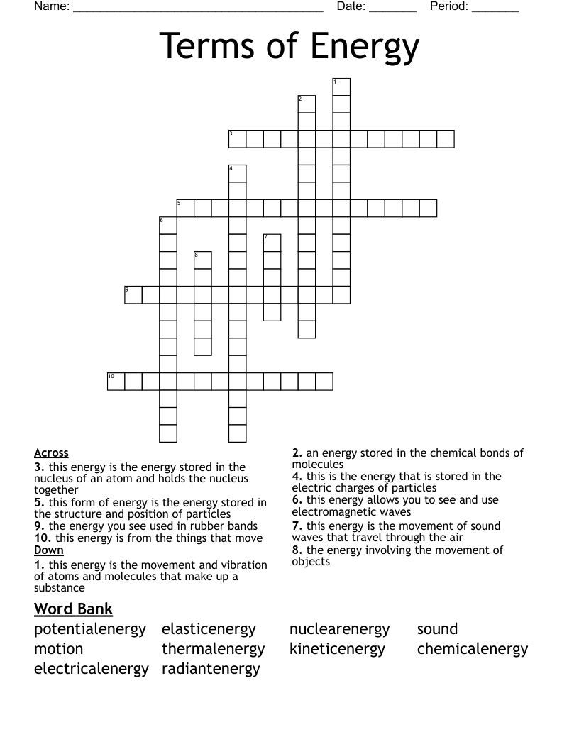 Terms of Energy Crossword