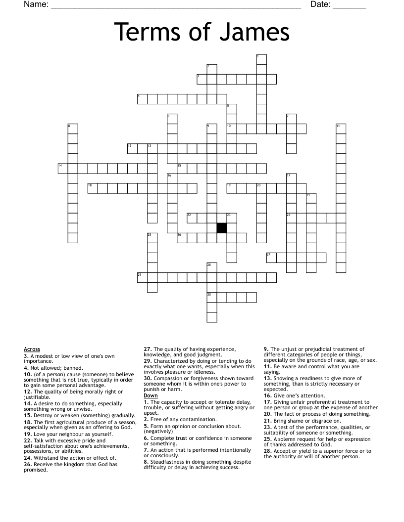 Terms of James Crossword