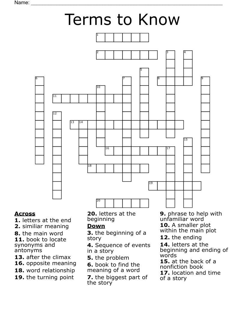 Terms to Know Crossword