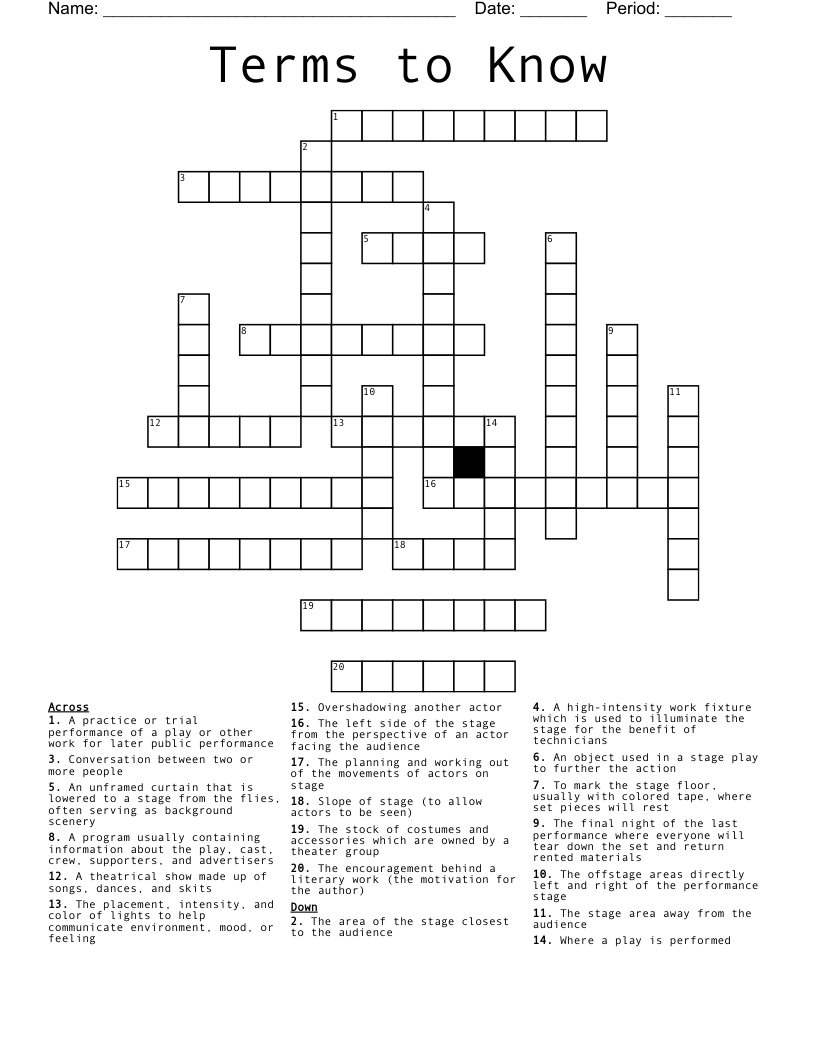 Terms to Know Crossword