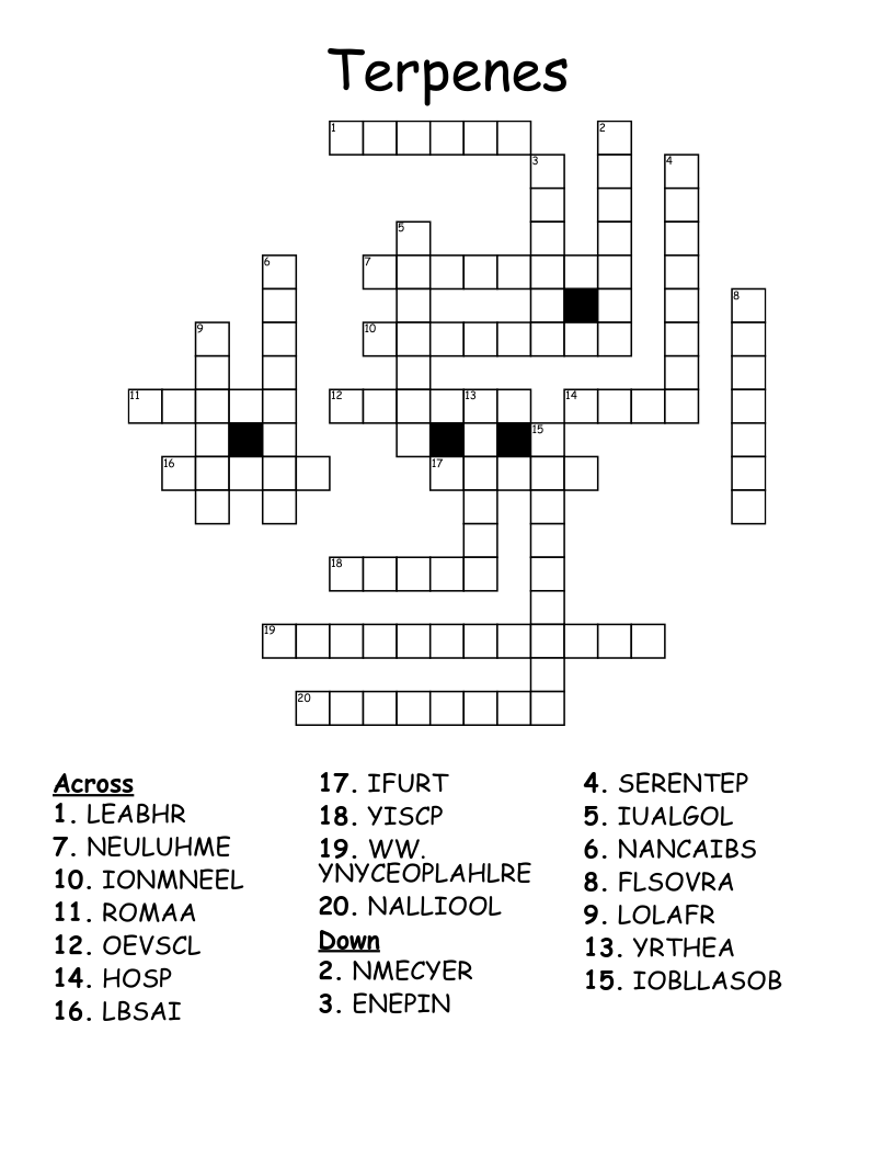 Terpenes  Crossword