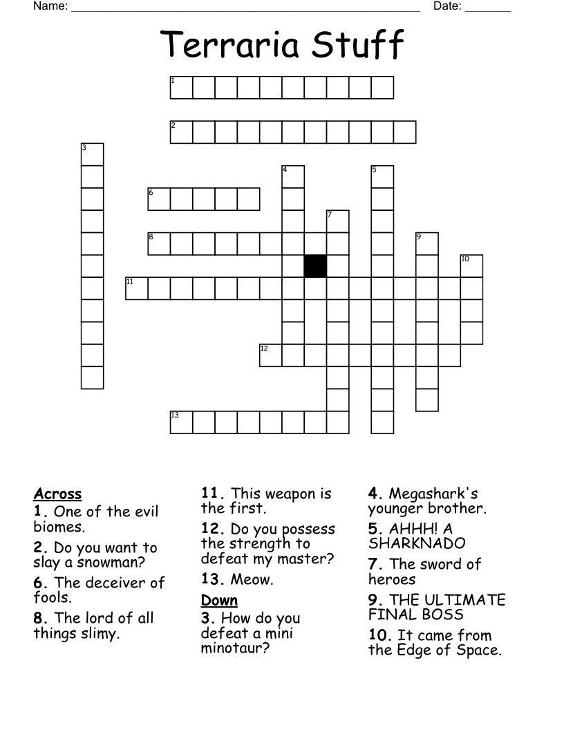 Terraria Stuff Crossword