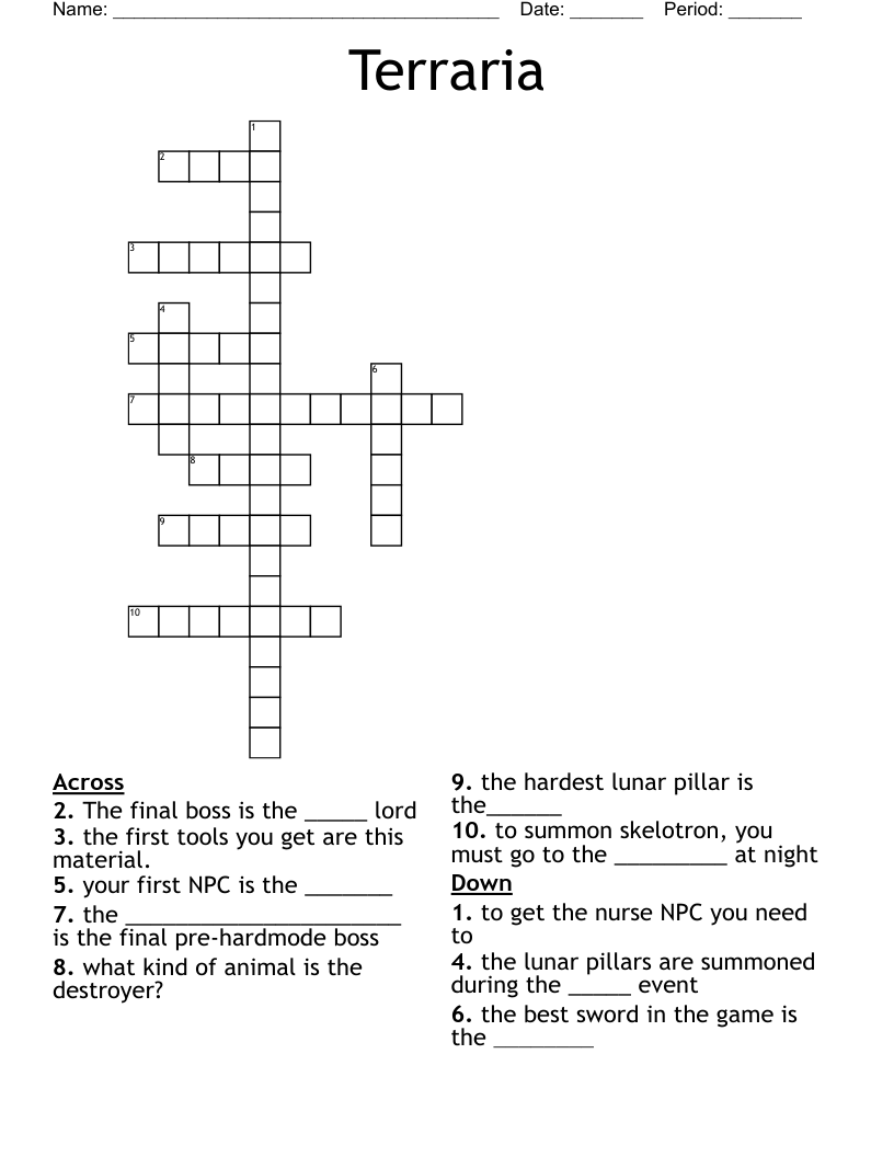 Terraria  Crossword