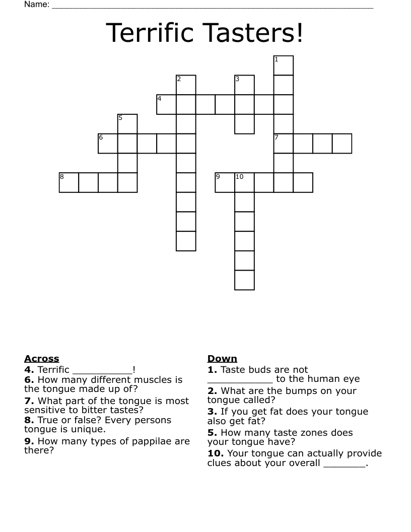 Terrific Tasters! Crossword