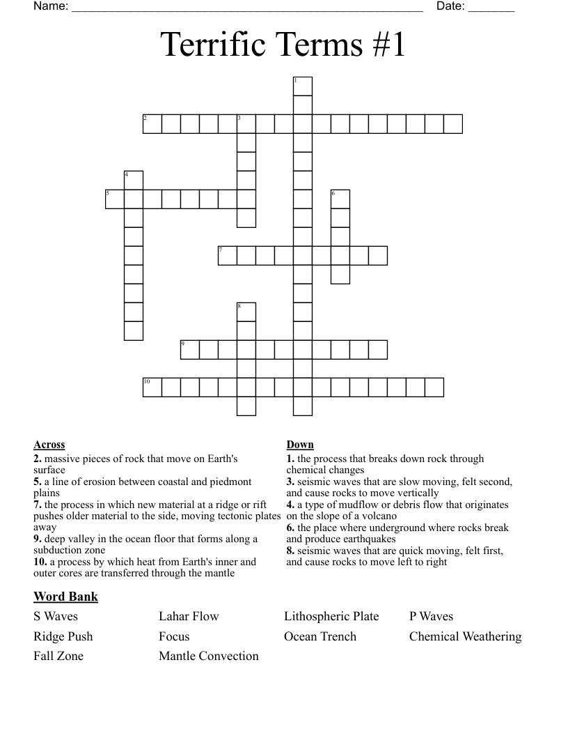 Terrific Terms #1 Crossword