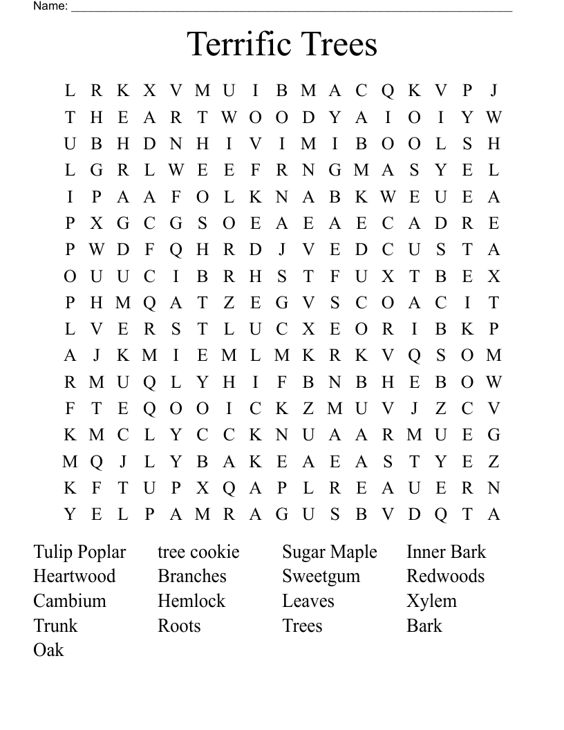 Terrific Trees Word Search