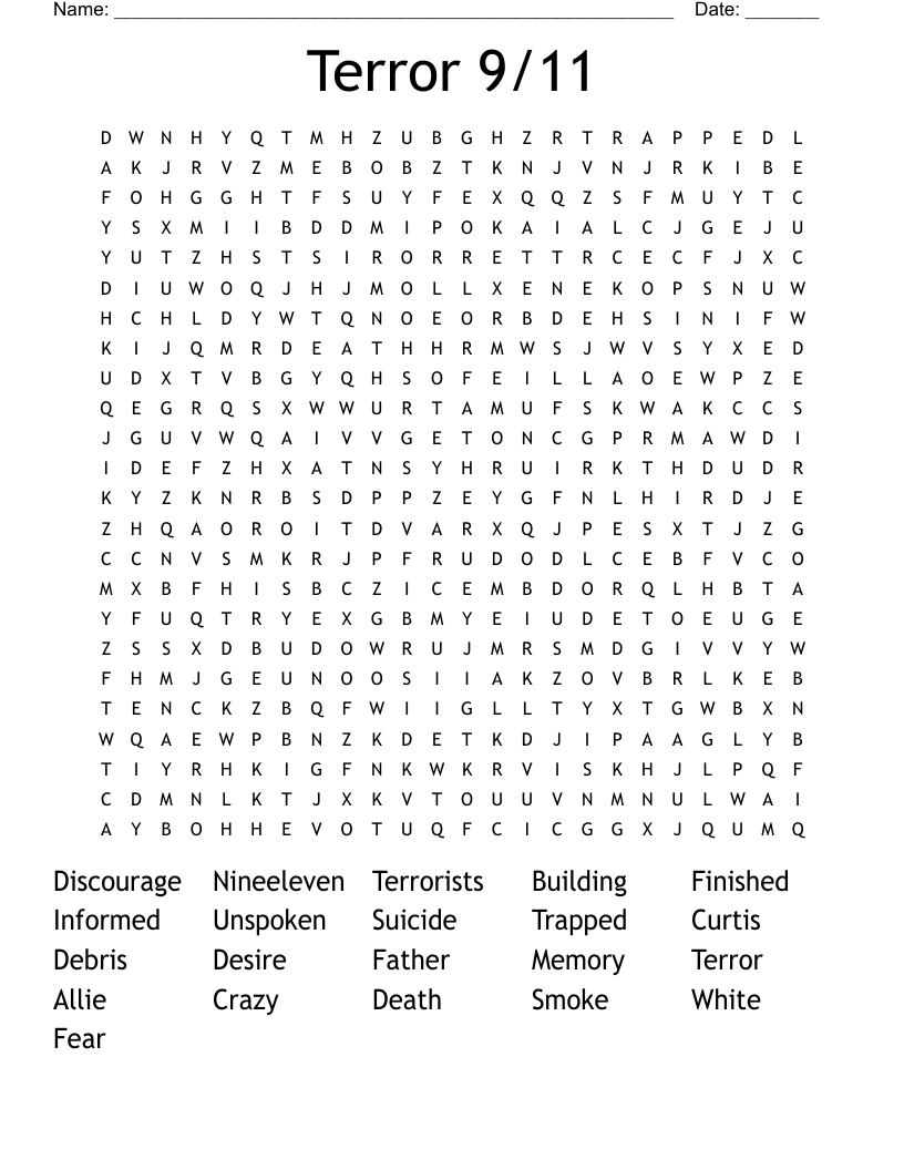 Terror 9/11 Word Search