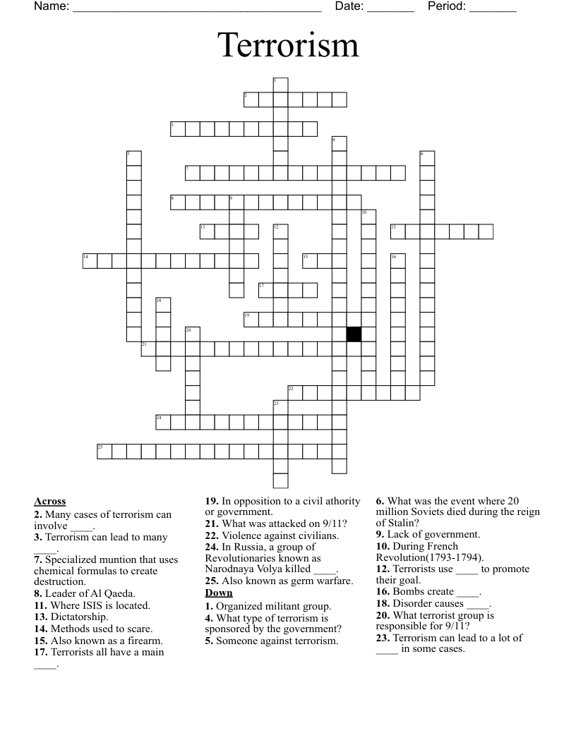 Terrorism Crossword