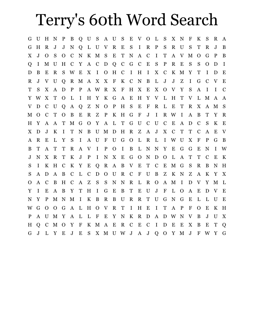 Terry's 60th Word Search