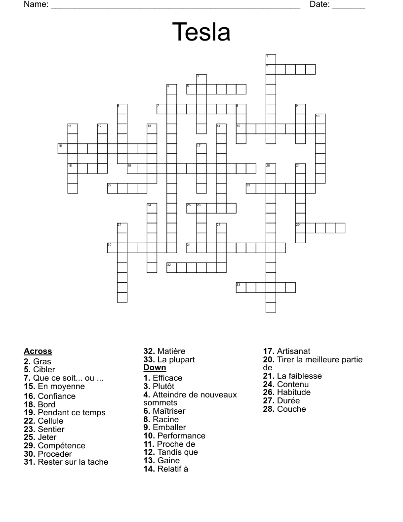 Tesla Crossword
