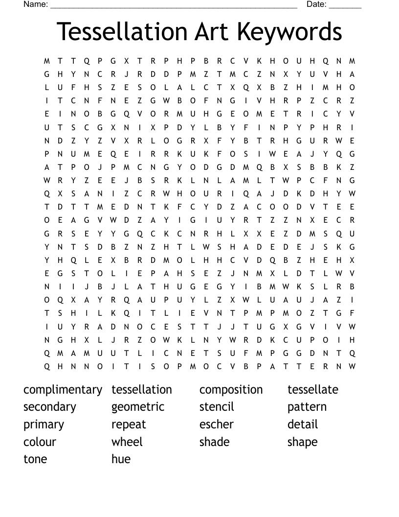 Tessellation Art Keywords Word Search
