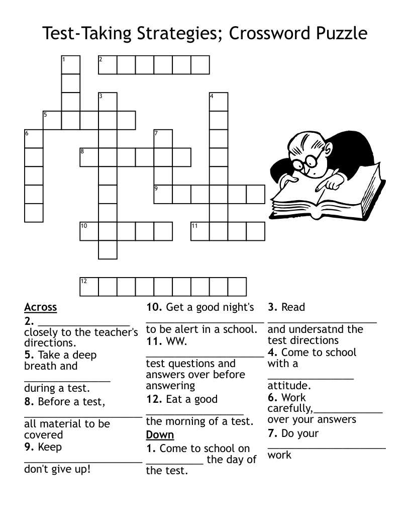 Test-Taking Strategies; Crossword Puzzle
