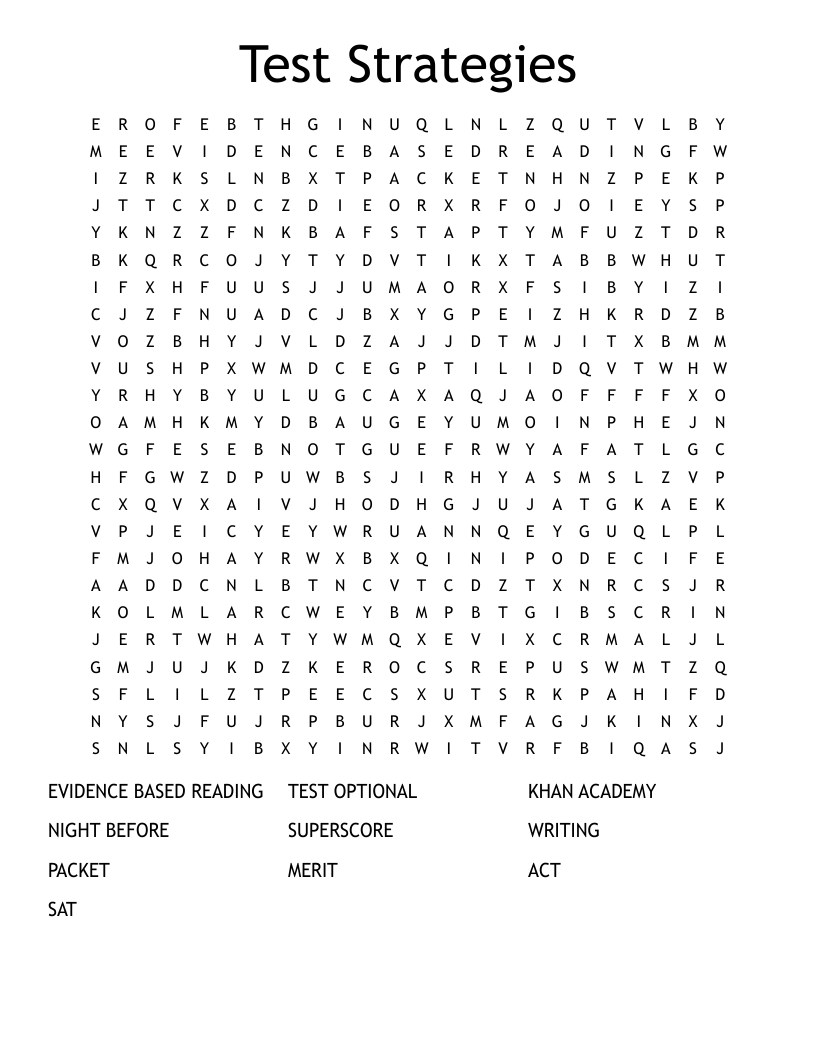 Test Strategies Word Search