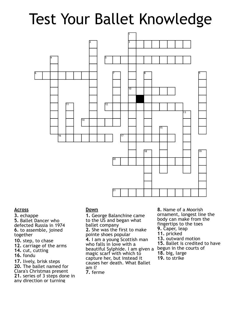 Test Your Ballet Knowledge Crossword
