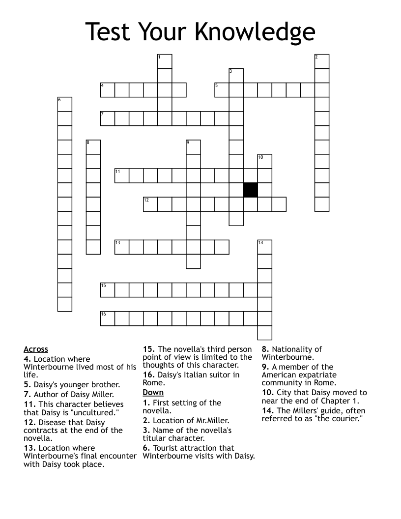 Test Your Knowledge Crossword
