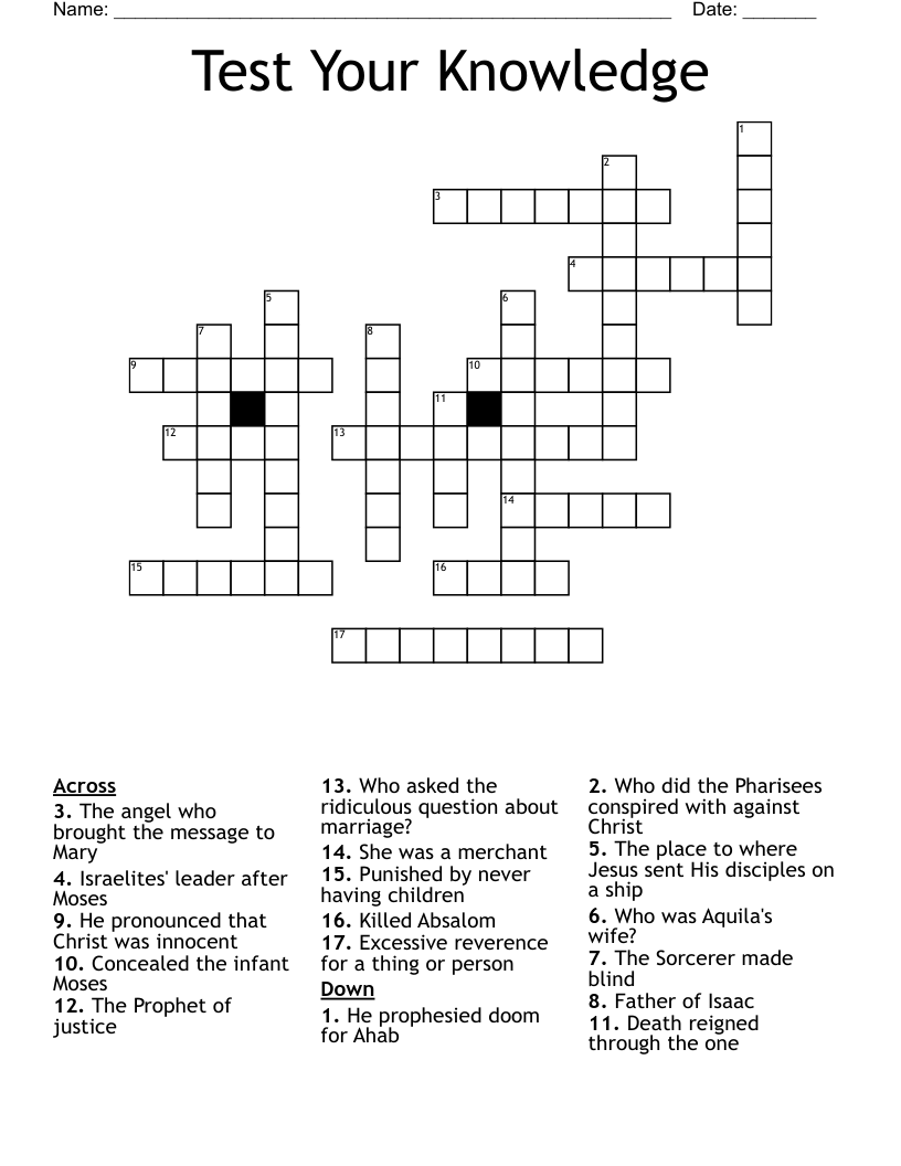 Test Your Knowledge Crossword