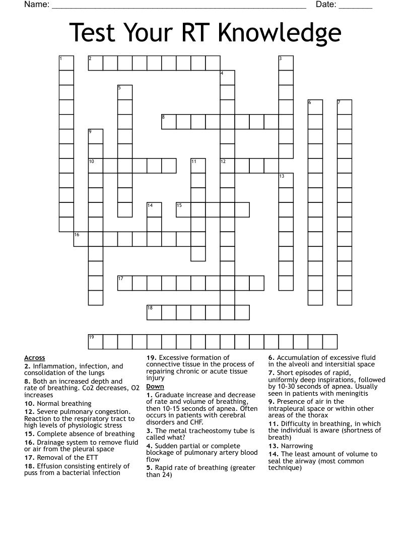 Test Your RT Knowledge Crossword