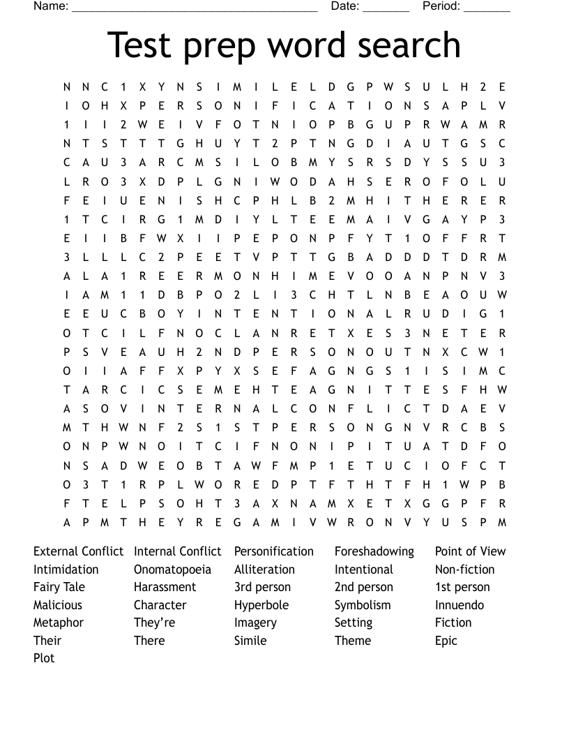 Test prep word search