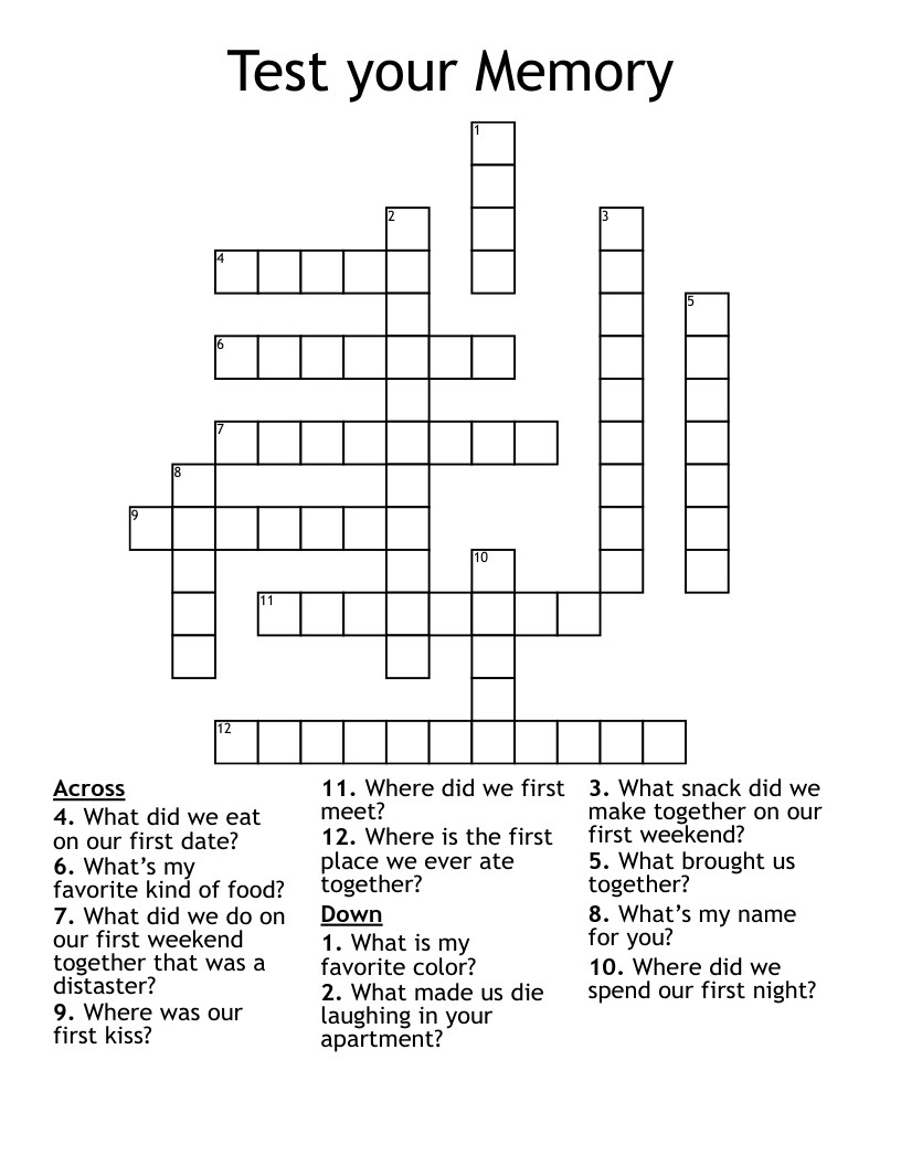 Test your Memory Crossword