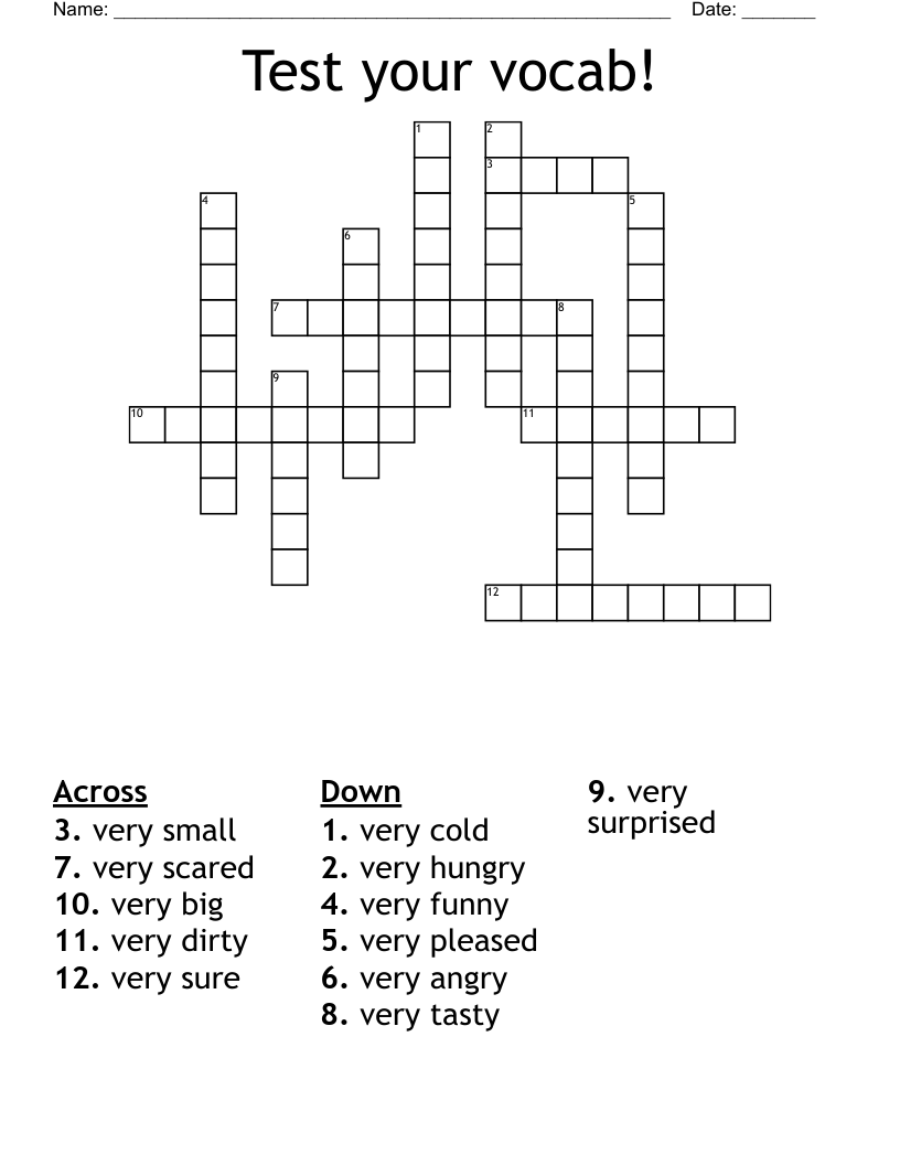 Test your vocab! Crossword