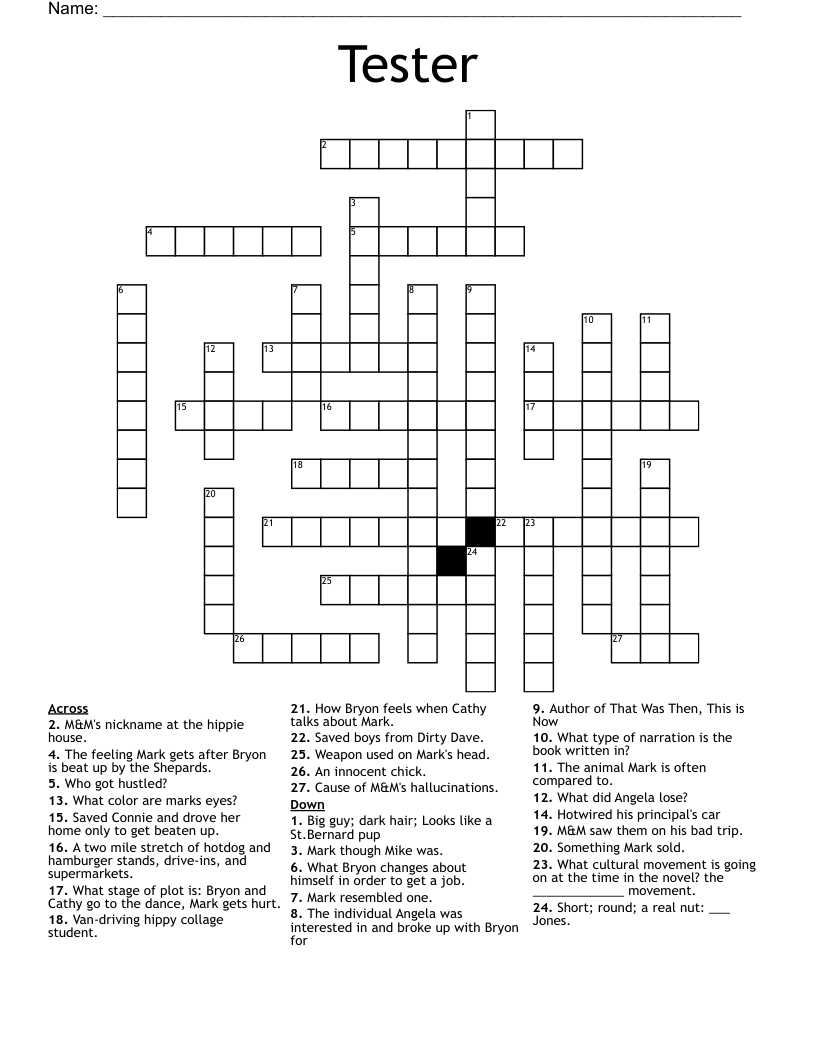 Tester Crossword