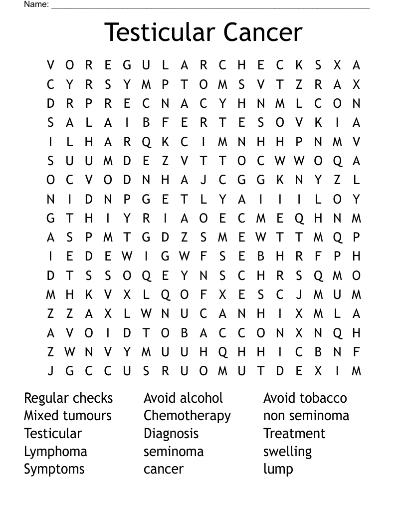 Testicular Cancer Word Search
