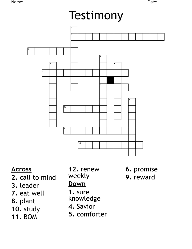 Testimony Crossword